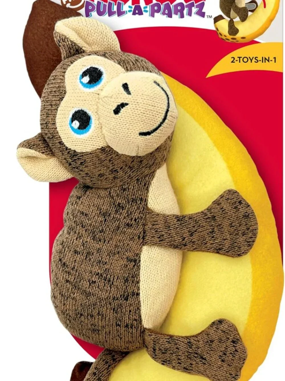 KONG Pull-A-Partz Pals Monkey Dog Toy 2-in-1 Plush Squeaky Interactive